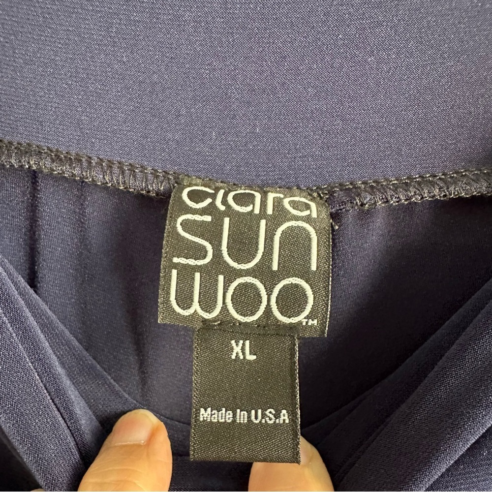 Clara Sun Woo Women's Navy Long Palazzo Wide Leg Pants EUC - Picture 3 of 4